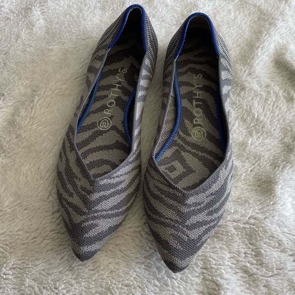 Rothy's Shoes Rothys The Point Gray Zebra Pointed Toe Washable